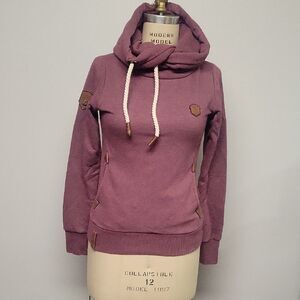 Naketano Mauve Hoodie with Rope Drawstrings, Size S